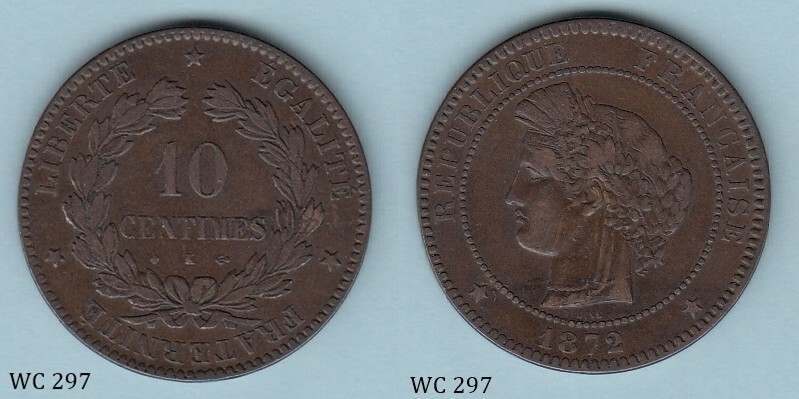France 10 Centimes 1872K Coin