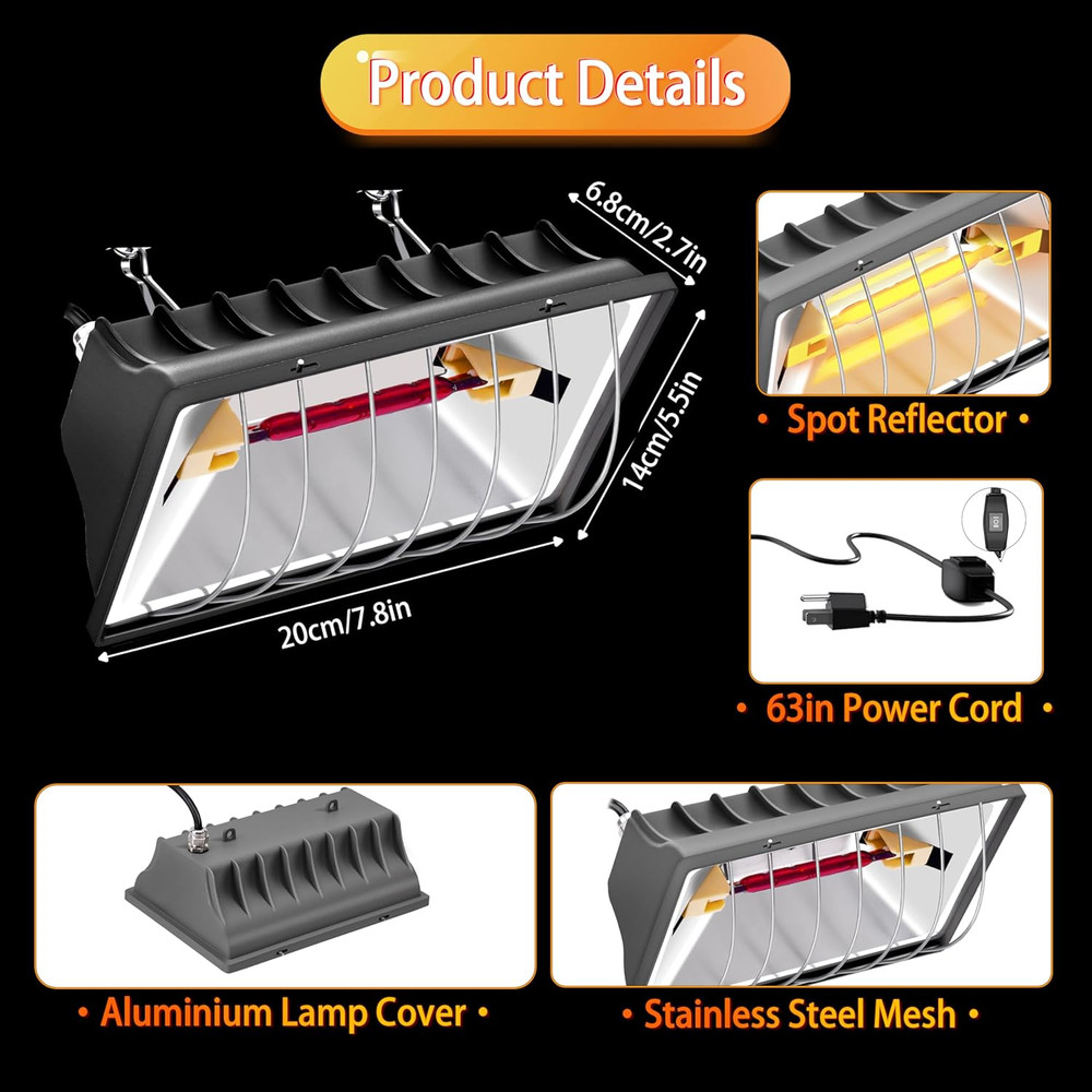 Chicken Brooder Heater Lamp 250W Brooder Heating Plate for Chicks Hanging Light