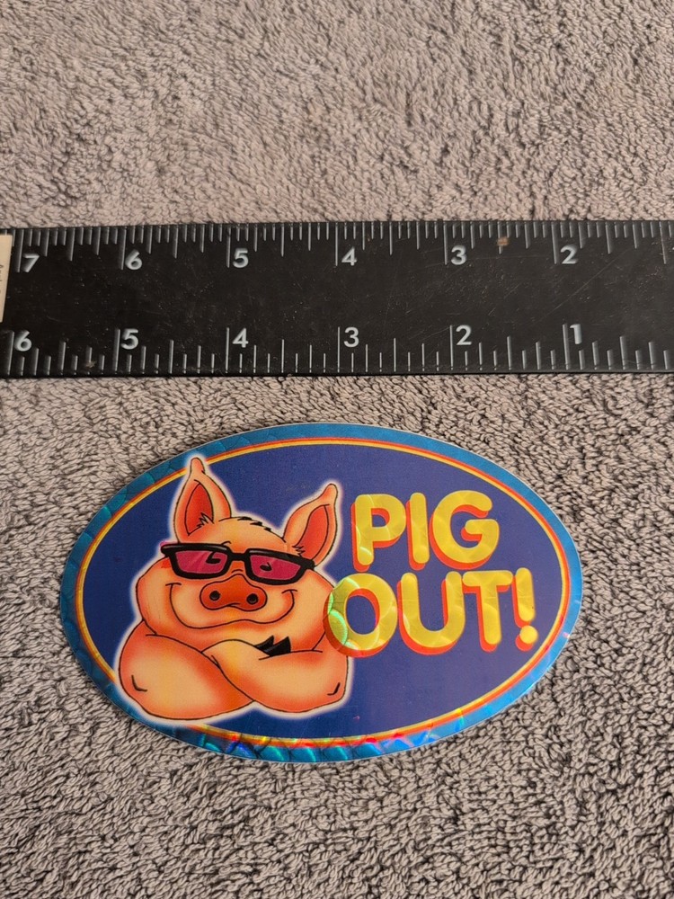 Cool Ovals Vending Machine Sticker Vintage Pig Out 2003