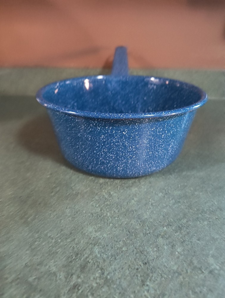 Blue With White Speckles Camp Enamelware 2 qt. Saucepan