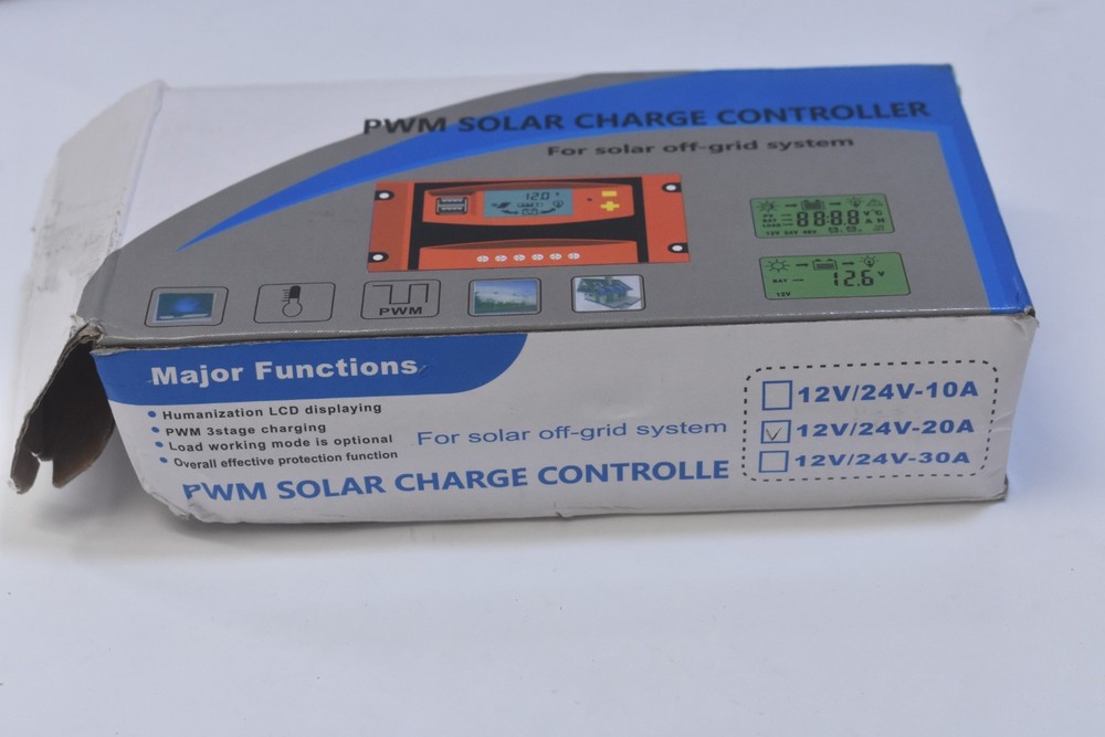 PWM Solar Charge Controller For Solar Off Grid System Orange/Black LCD Display