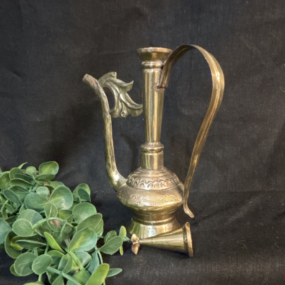 Vintage Etched Brass Turkish Dallah Teapot