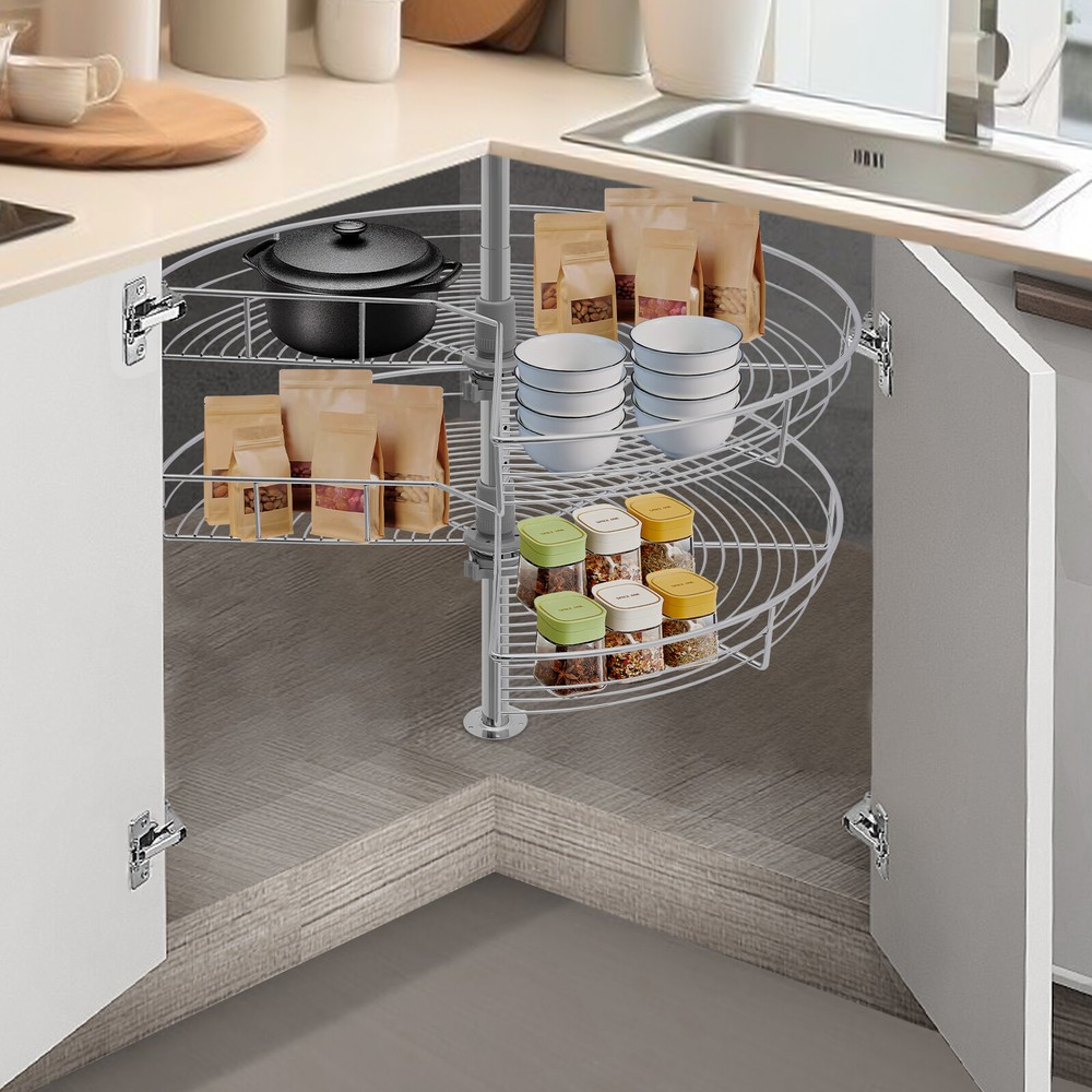 2-Tier Adjustable Corner Cabinet?Organizer Versatile Corner Cabinet Organizer