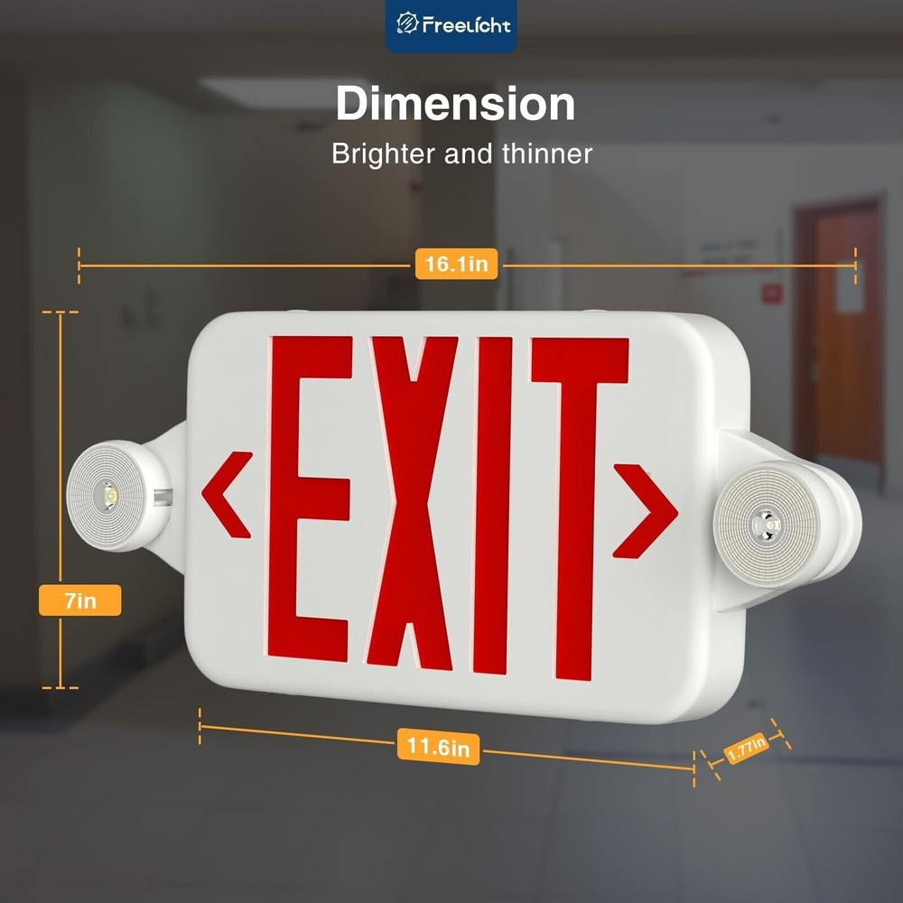 1 UNIT LED Exit Sign Emergency Lights Compact Combo FCC-Listed Wall or Ceiling