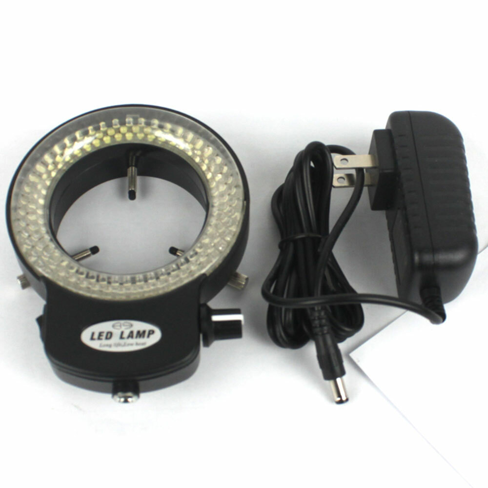 Powerful 144 LED Bulbs Microscope Ring Light Illuminator Lamp US Plug Adjustable