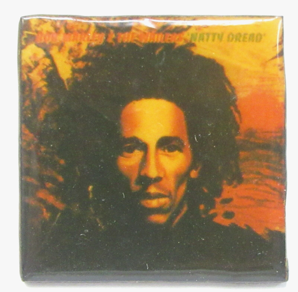 BOB MARLEY & THE WAILERS NATTY DREAD square pinback button RASTA REGGAE