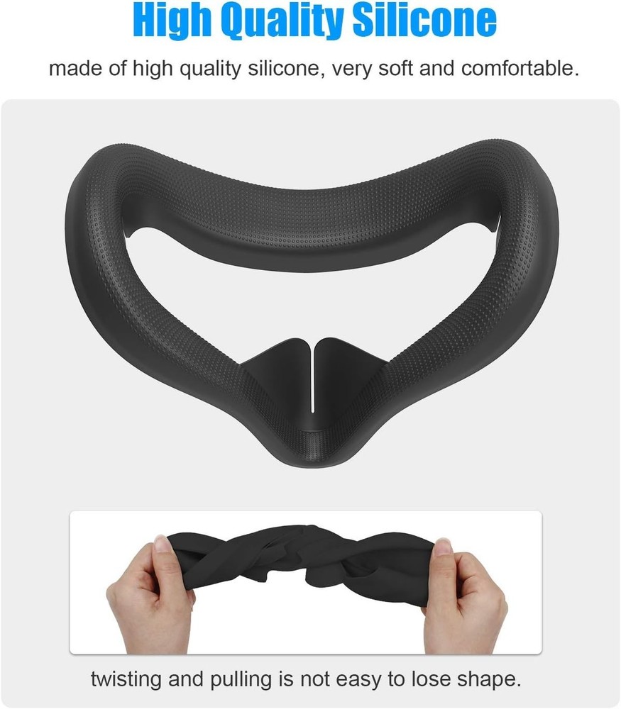 Face Cushion Pad Replacement Compatible with Oculus Quest 2, Silicone Black