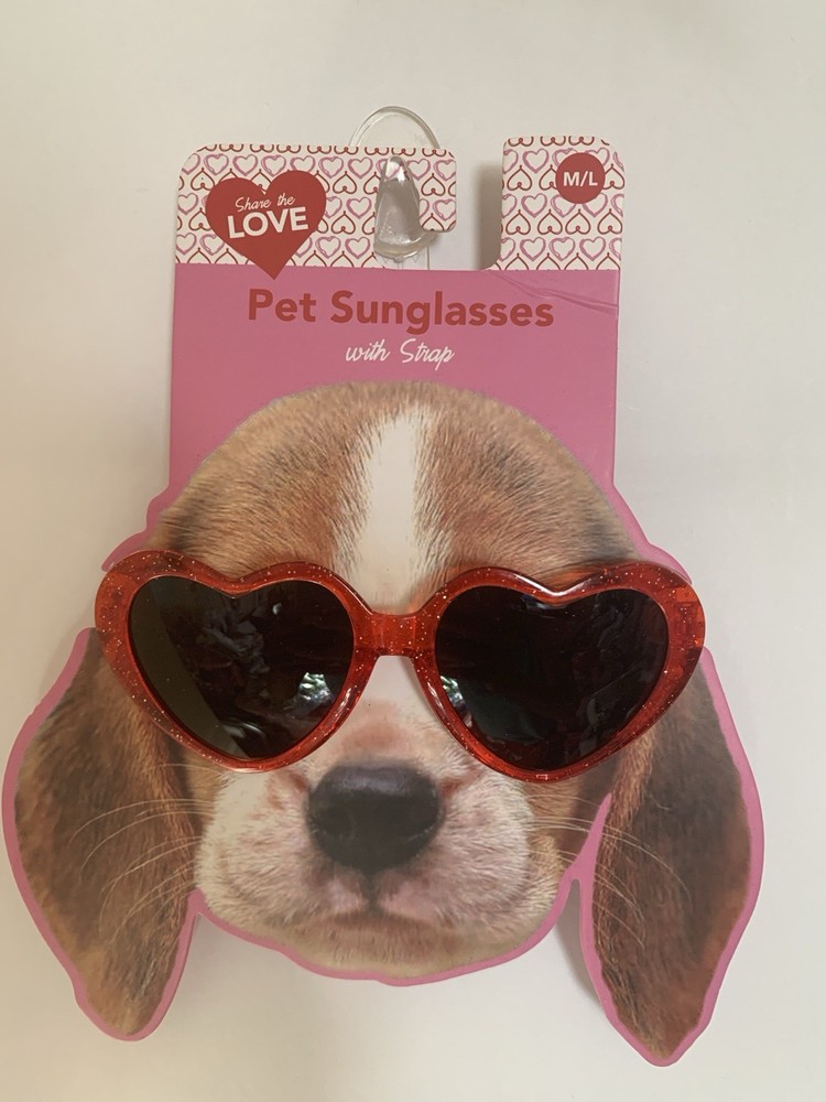 Dog Red Heart Shaped Dark Tint Sunglasses ( Size Medium / Large )