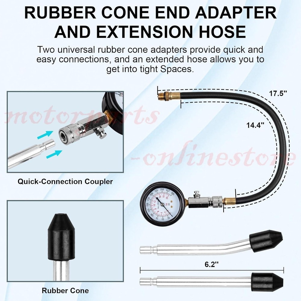 Engine Cylinder Compression Gauge Tester Kit Gas Engine Diagnostic Testing Tool