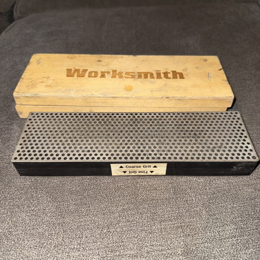 Worksmith 8 3/4" Diamond Sharpening System Wood Box Stone Scissors