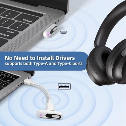 USB-C Bluetooth Audio Adapter for PS5 PS4 - Low Latency Wireless Transmitter, ap