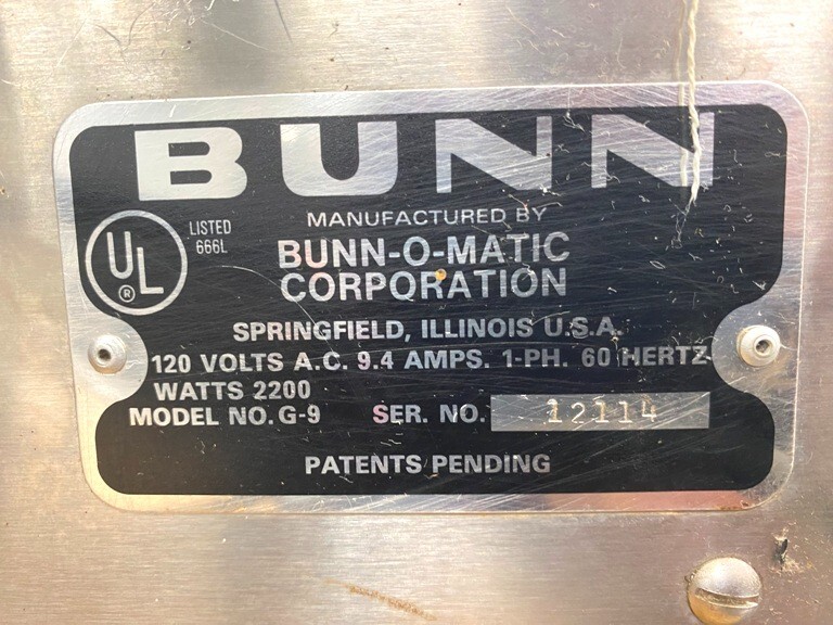 Coffee Grinder/ BUNN G-9 Hopper Precision Coffee Grinder