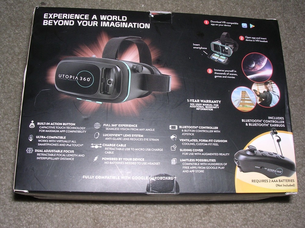 RETRAK 360 IMMERSIVE EXPERIENCE BUNDLE VIRTUAL REALITY 3D HEADSET + BLUETOOTH CO
