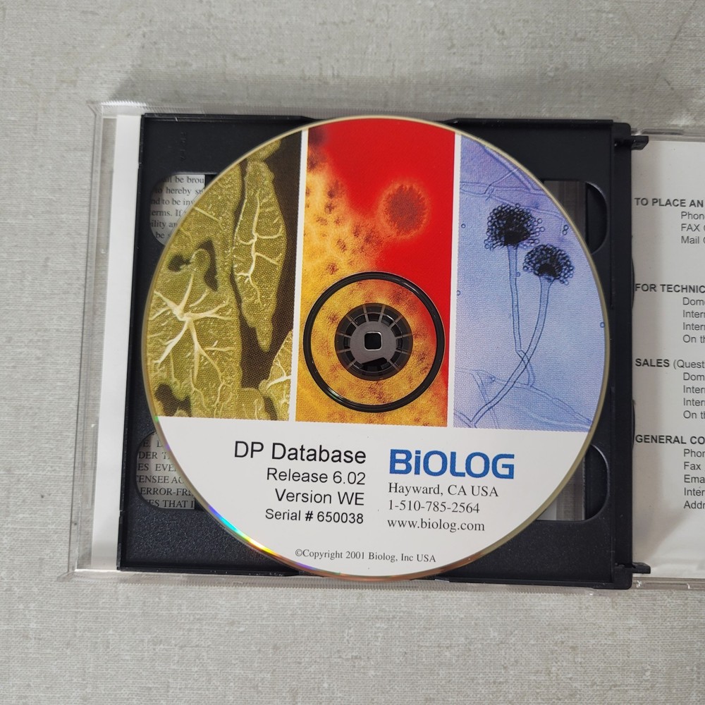 Biolog 650038 DP Database 6.p2 WE Program CD w/ Authorization Floppy Disk