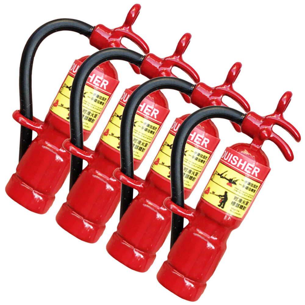 4 Pcs Mini Fire Extinguisher Model Miniature Extinguishers Metal Toy