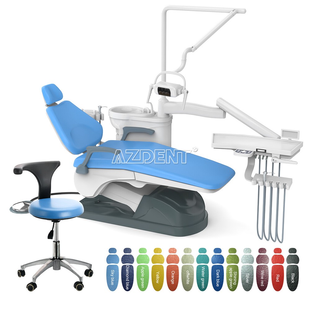 Dental Unit Chair DC Motor Computer Controlled PU Leather +Stool