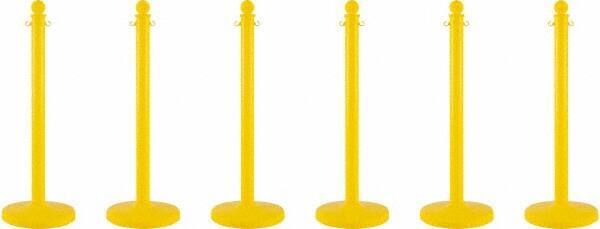 PRO-SAFE 40" Yellow Warning Post Plastic Post, Round Base