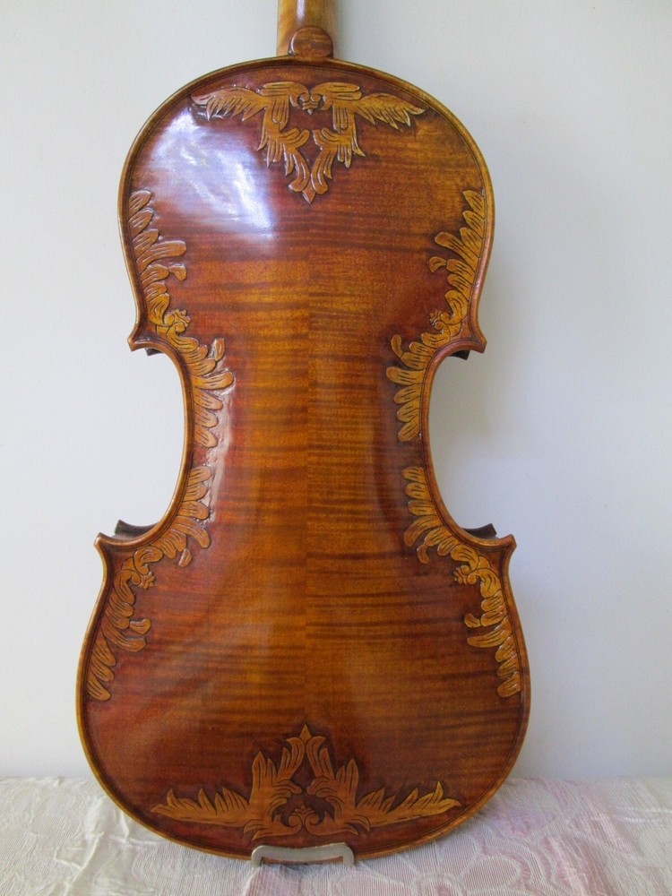 4/4 Violin Stradivarius Tiger Flame Maple Master Hand Carve Pattern 7#