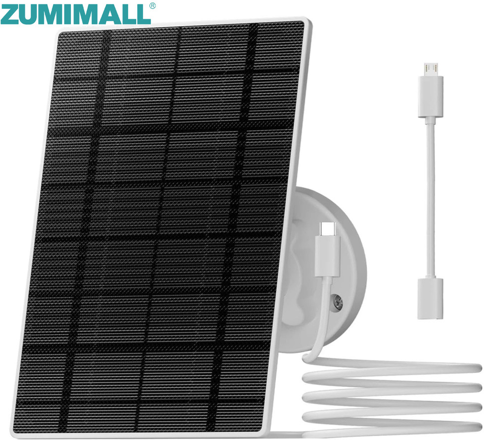 ZUMIMALL 3W Solar Panel for Security Cameras Type C Port