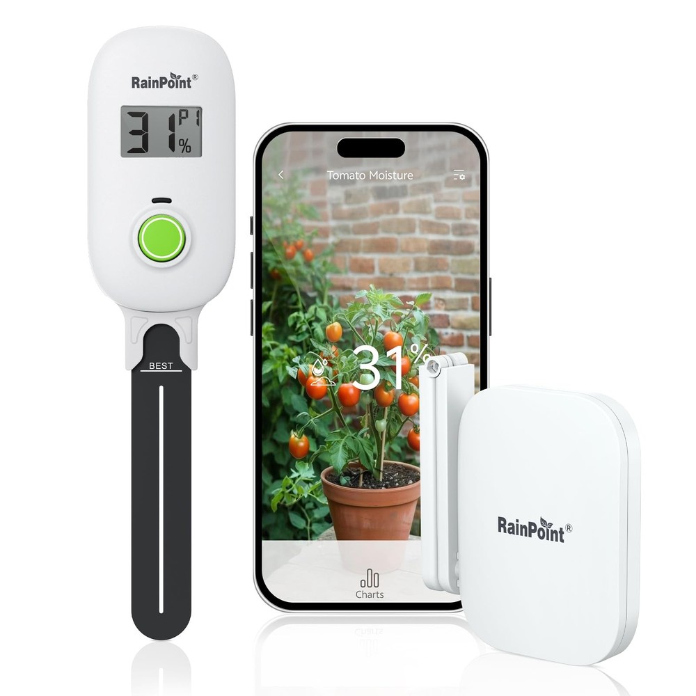 RAINPOINT Smart Digital Wireless Plant Moisture Meter Sensor + Hub