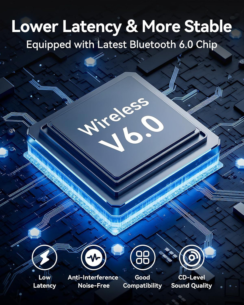 [Upgraded] Bluetooth 6.0 Receiver,Wireless Bluetooth Long Range Low Latency for