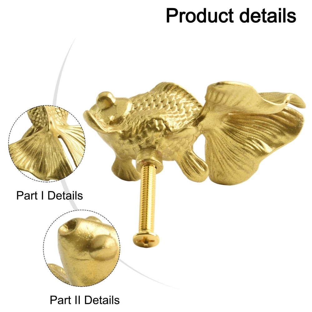 Vibrant Goldfish Cabinet Drawer Knobs Solid Brass Material Stylish Handle