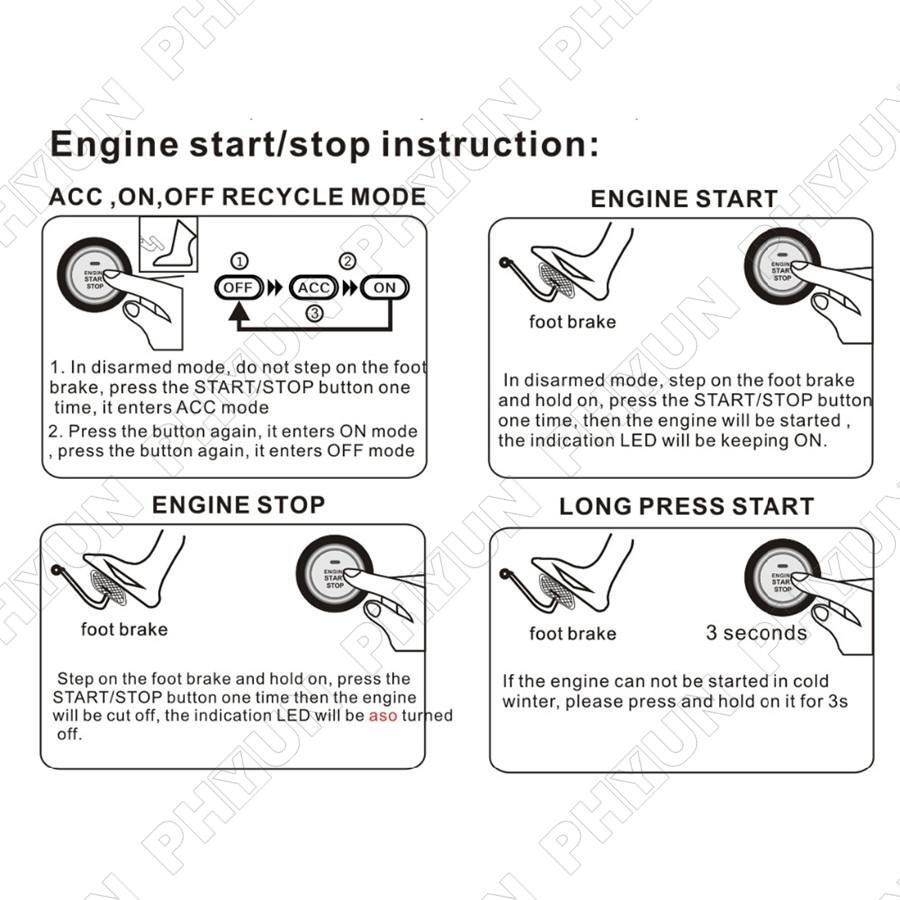 Car Alarm System Auto Security Keyless Entry Push Button Remote Engine Start Kit