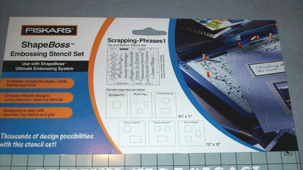 Fiskars ShapeBoss The Ultimate Embossing System Scrapbook Crafting + 2 Stencils