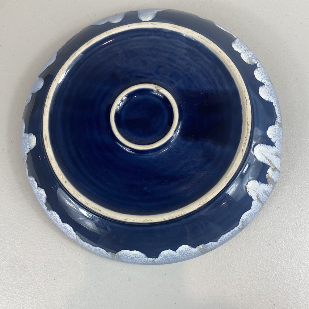 Ceramic Chip and Dip Platter Unique Blue Pottery Serving Dish