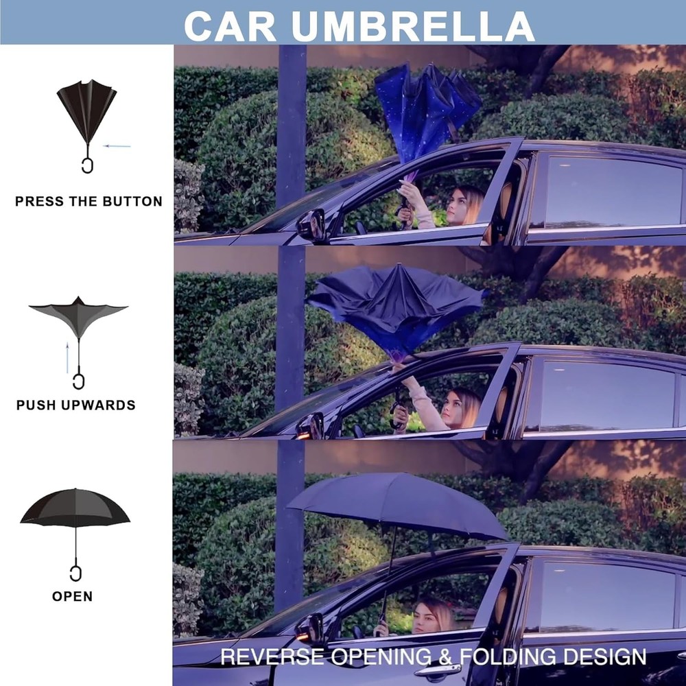 49/56 Inch Inverted Reverse Upside Down Umbrella Extra Large Double Canopy