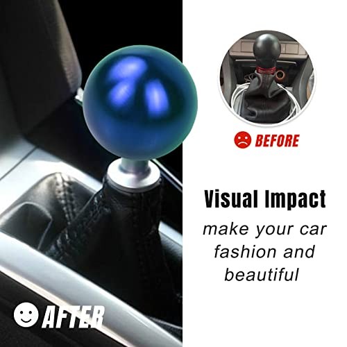 Universal Round Ball Gear Shift Knob,Chrome Finish Aluminum Shifter Knobs Blue