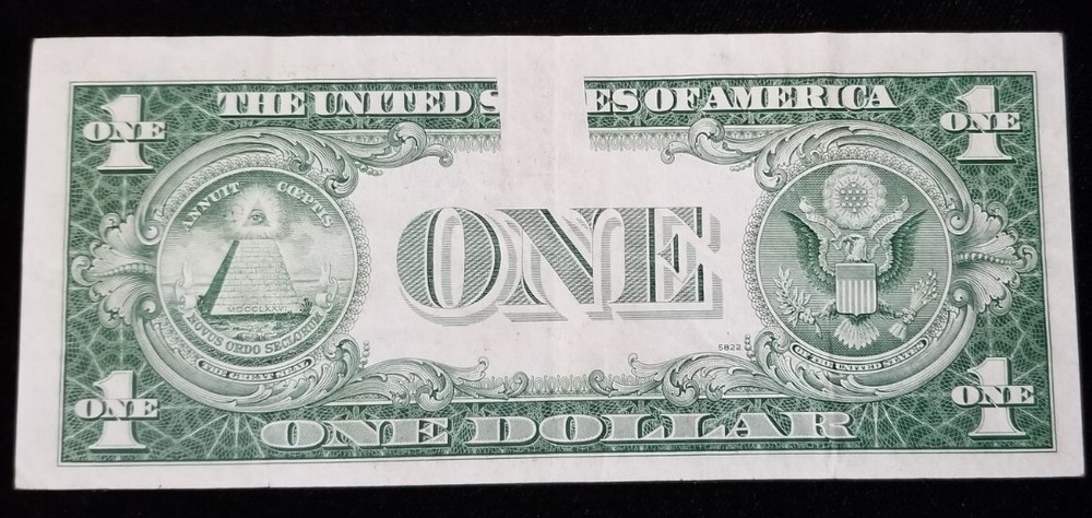 US 1 DOLLAR SILVER CERT. BACK PLATE ERROR