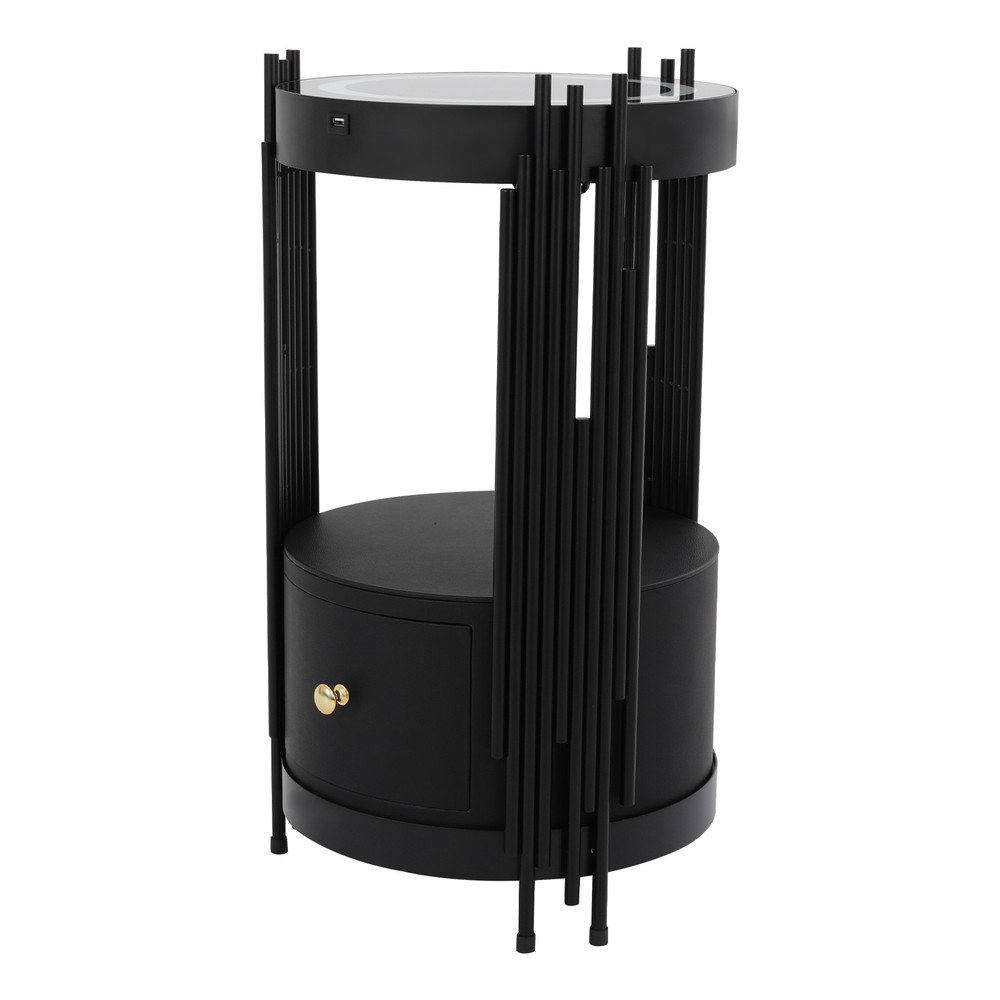 Smart Nightstand With Wireless Charging Station Bedside Table LED Side/End Table