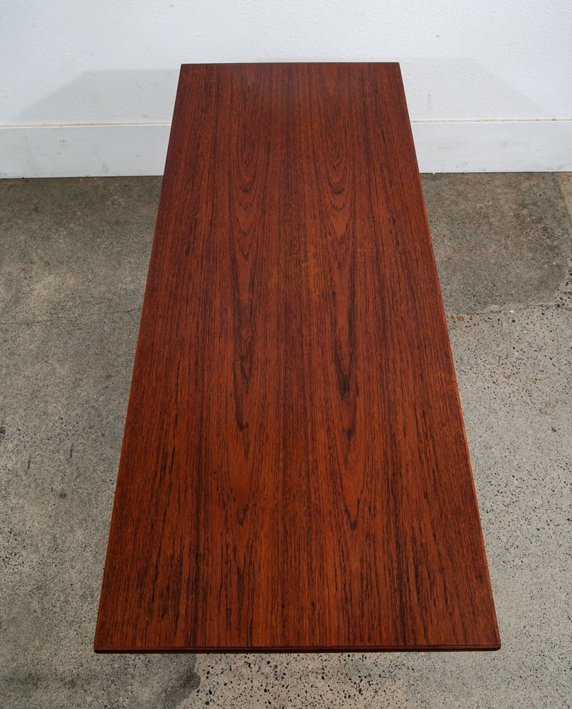 Mid Century Danish Modern Coffee Table Solid Teak Denmark Surfboard Shelf Mcm M