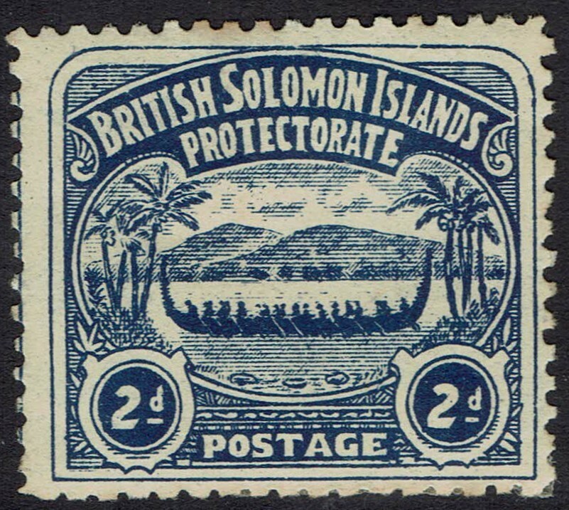 BRITISH SOLOMON ISLANDS 1907 LARGE CANOE 2D
