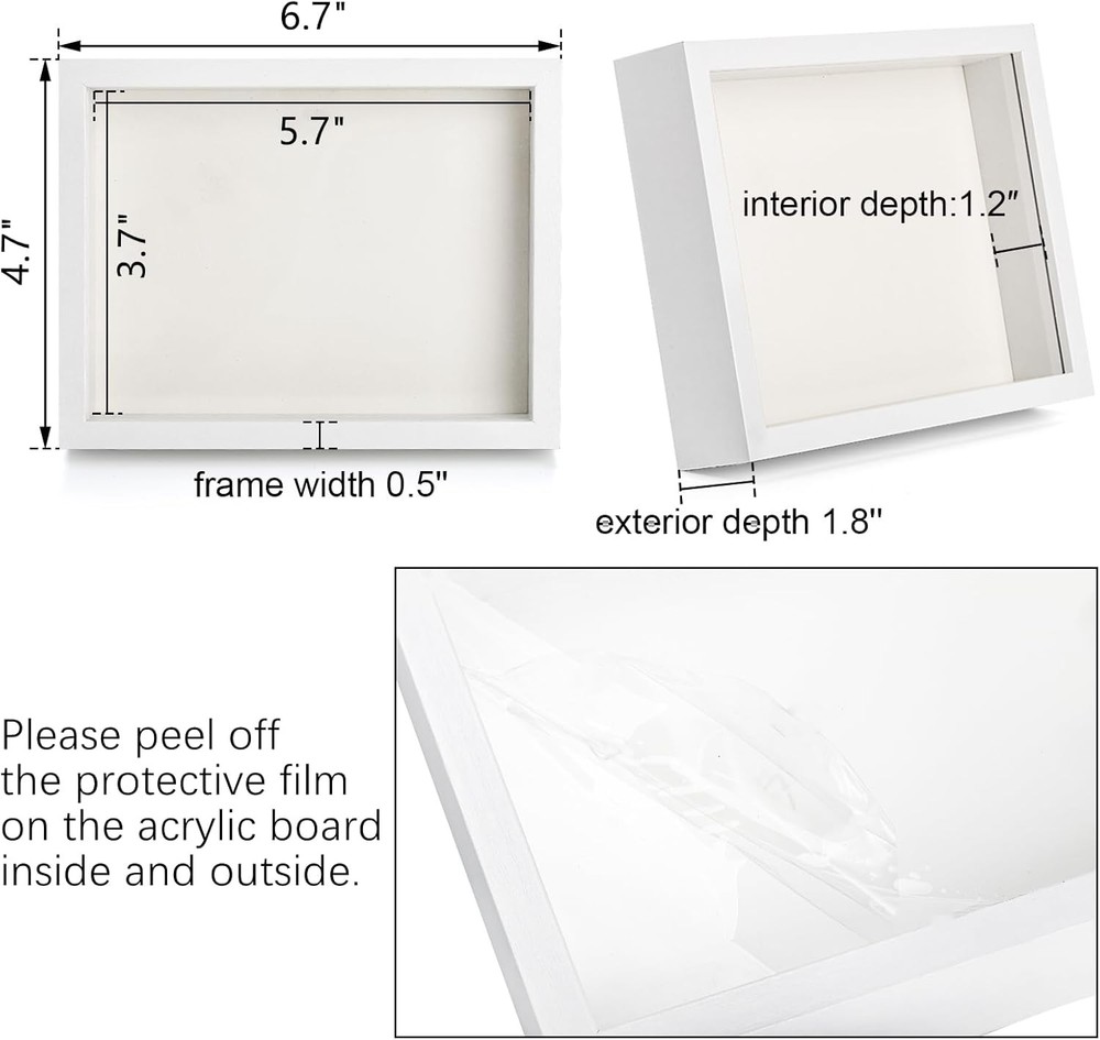 Shadow Box Frame 6 Pack Small Wooden Picture Frame Display Case for Photos