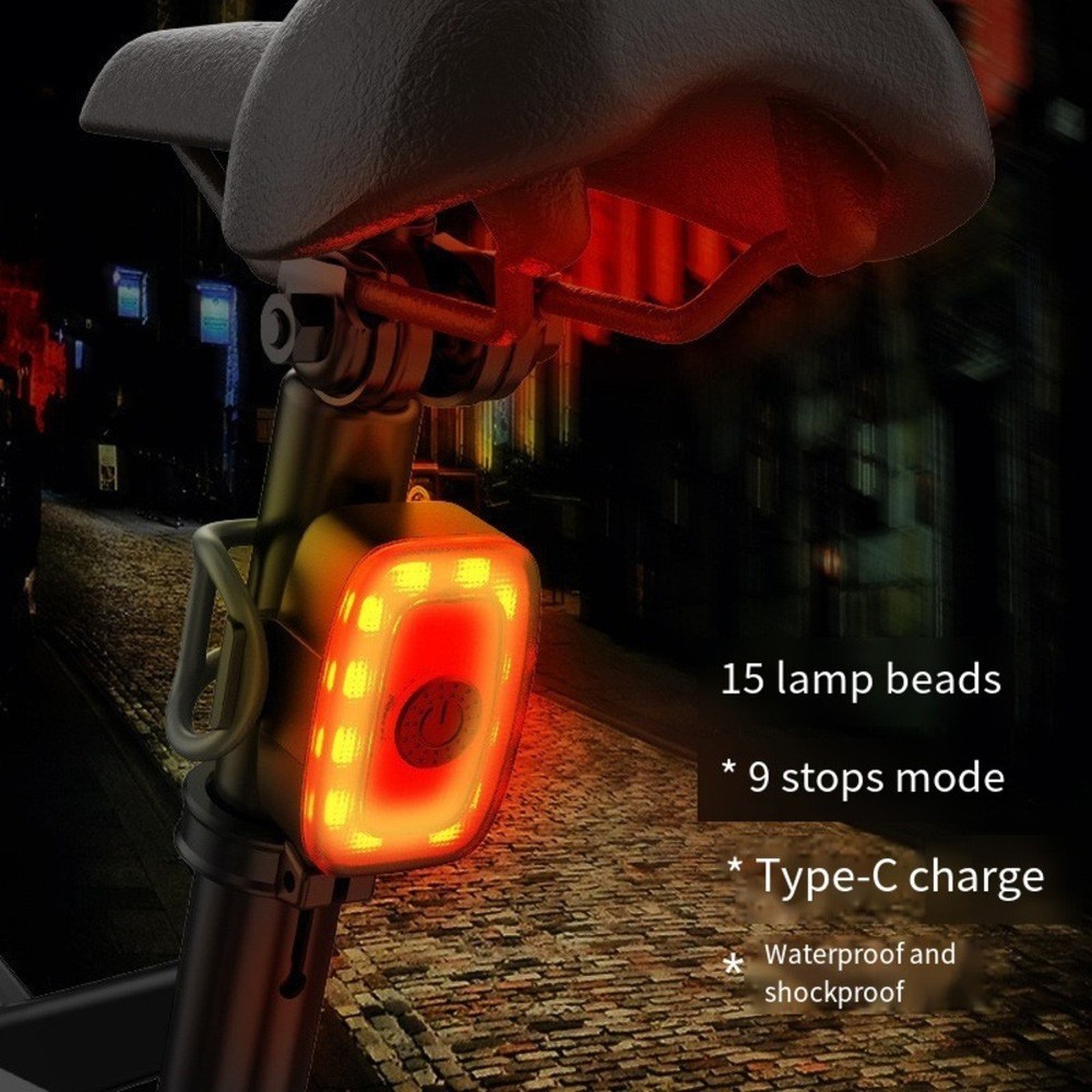 Shockproof Bicycle Tail Light 300mAh with Multiple Brightness Settings