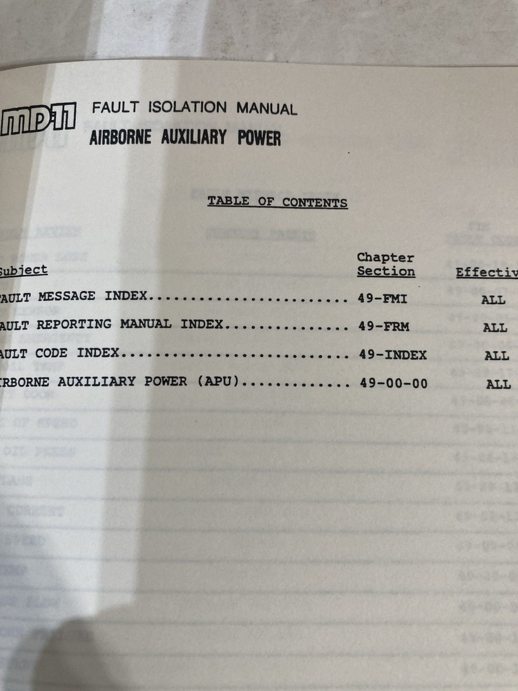 Md-11 Technical Training ATA 49 Fault Isolation & System Schematics FedEx