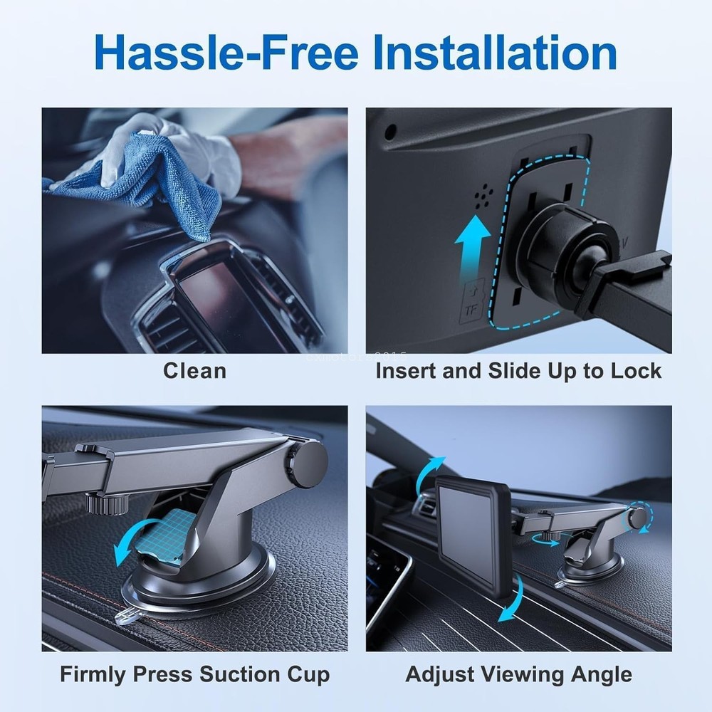 7-11" CarPlay Screen Suction Cup Mount 4-Tab Bracket Windshield Dashboard Holder
