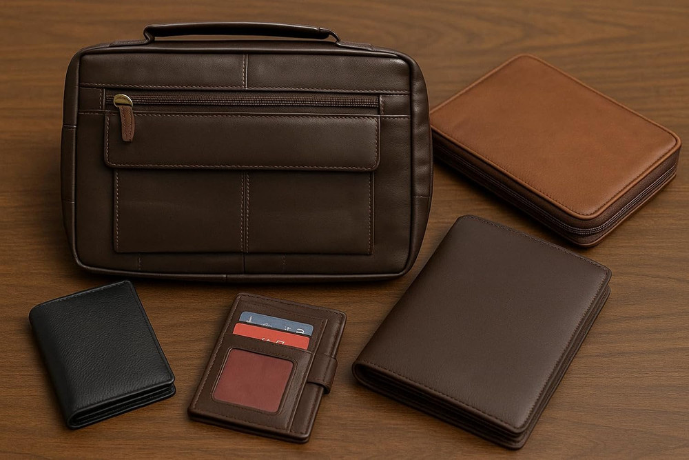 Genuine Leather Large Book Covers Bible Covers with Handle (Brown)