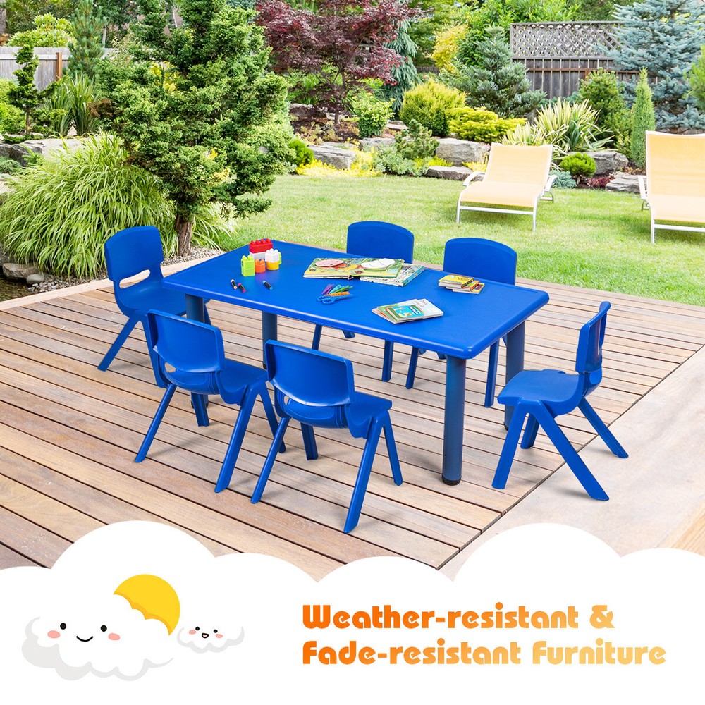 Topbuy 6 PCS Plastic Kids Chair Modern Stackable Learning Chairs Red/Blue