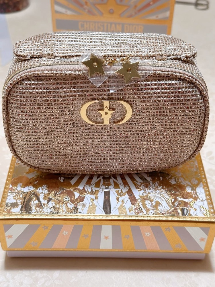 Dior Luxury Cosmetic Vanity Bag with Handle | Structured Case READ description !
