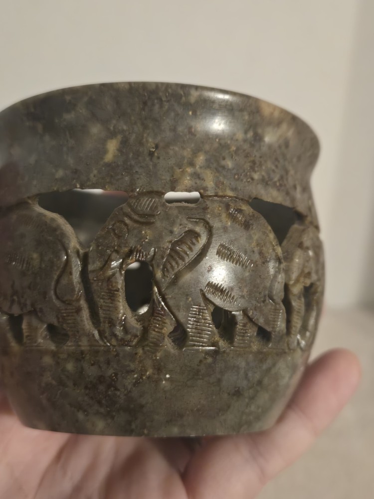 Stone Tealight Candle Holder Elephant Theme