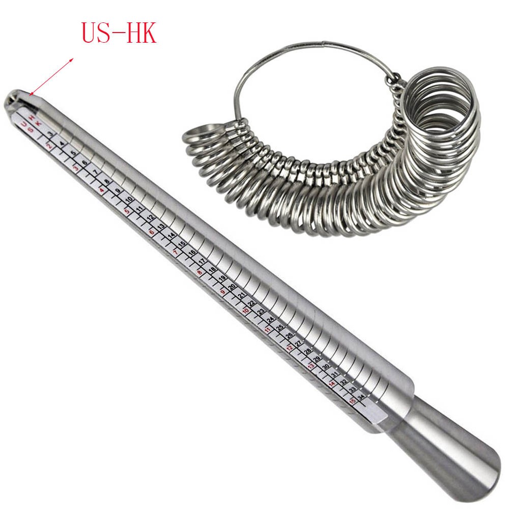 Metal Ring Sizer Guage Mandrel Finger Sizing Stick Measure Standard Tool