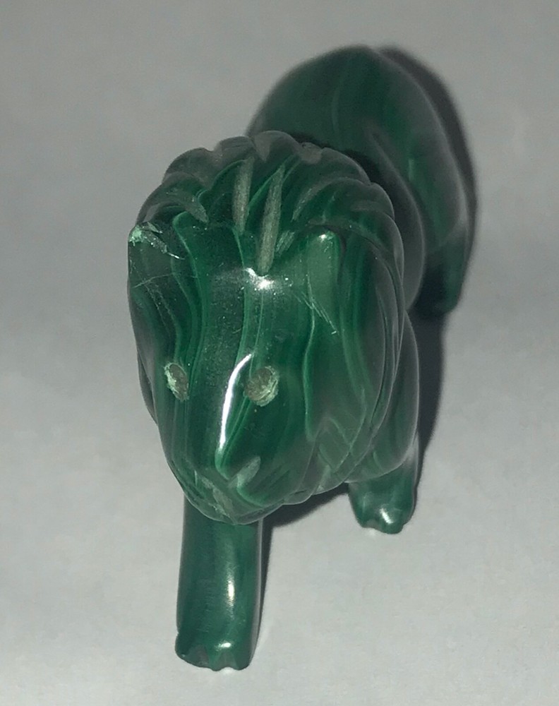 CARVED MALACHITE LION FIGURINE