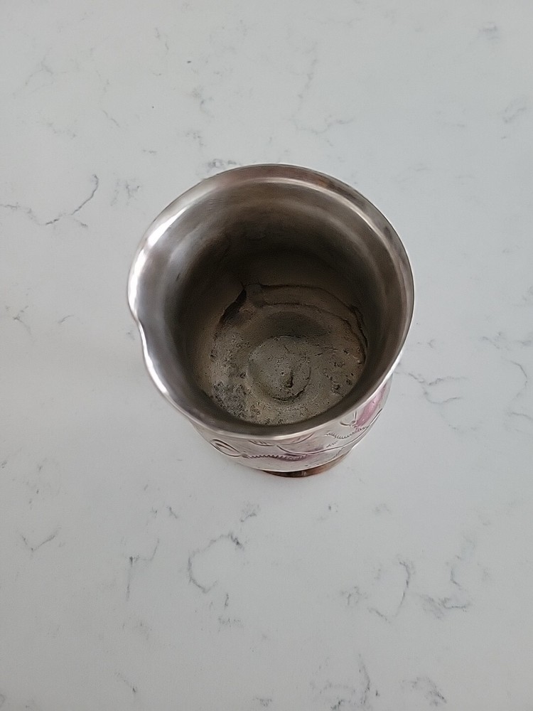 Early Antique Ellmore Silverware Silver Etched goblet AS IS