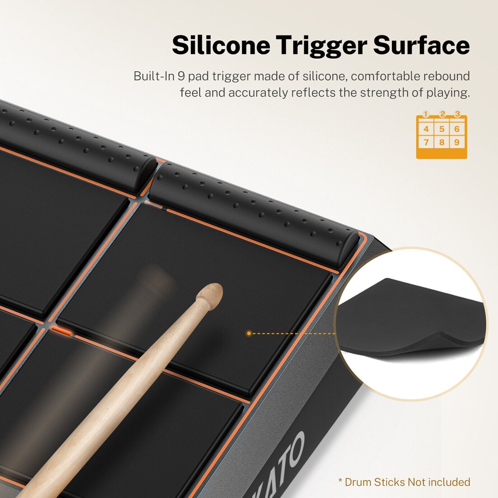 LEKATO PD705 Percussion Pad 9-Trigger Sample Pad Multipad Tabletop Drum Pedal