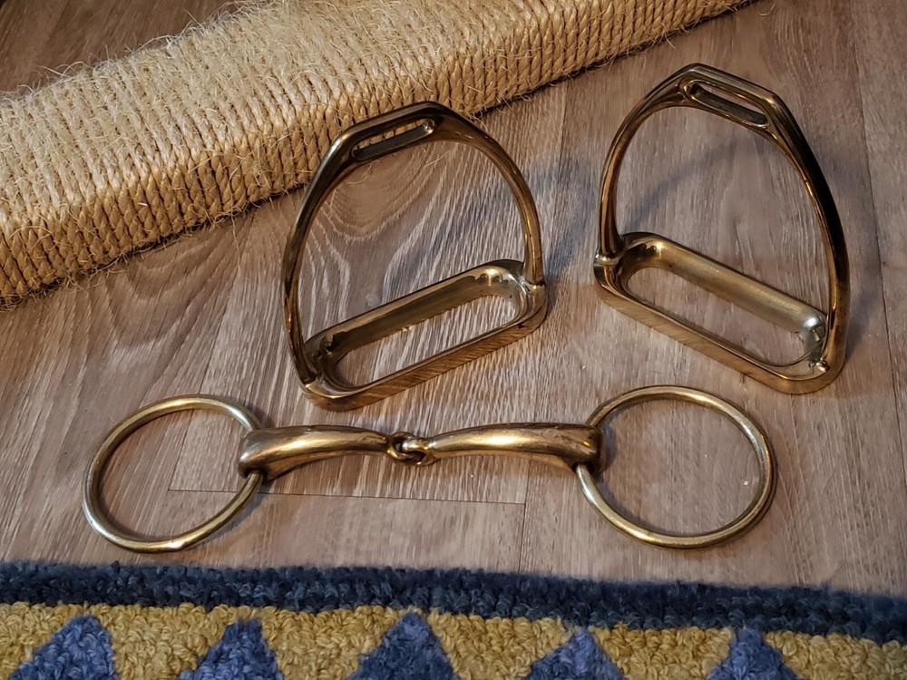Brass Stirrups and Loose Ring Snaffle Bit