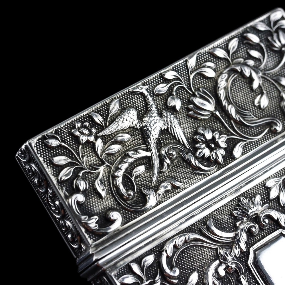 Antique Georgian Solid Silver Card Case with Gorgeous Decorations - Willmore 183
