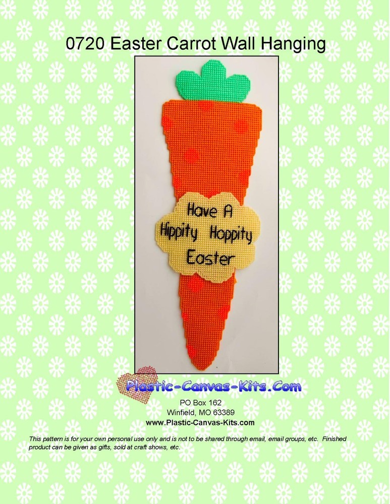 "Have a Hippity Hoppity Easter" Carrot Wall Hangin-Plastic Canvas Pattern or Kit
